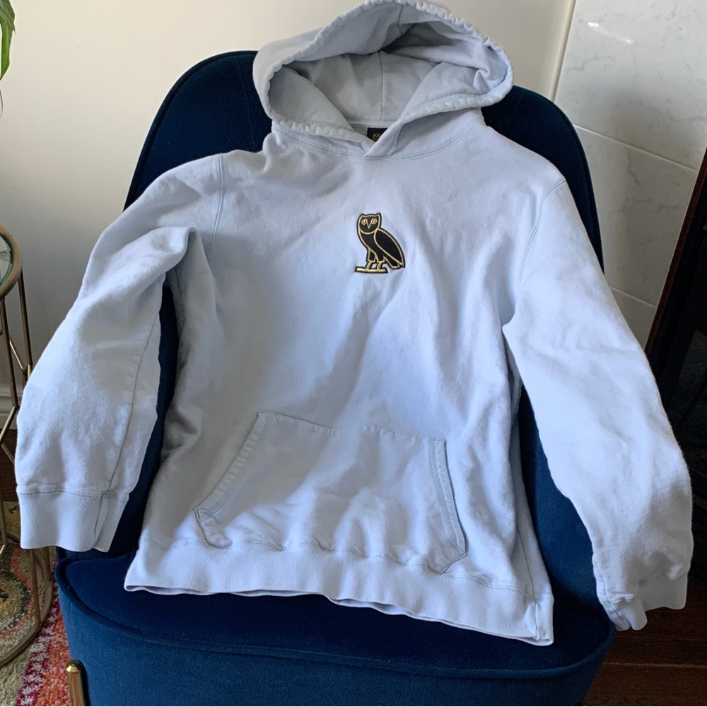 Men’s OVO Hoodie with Owl Logo-Light Blue